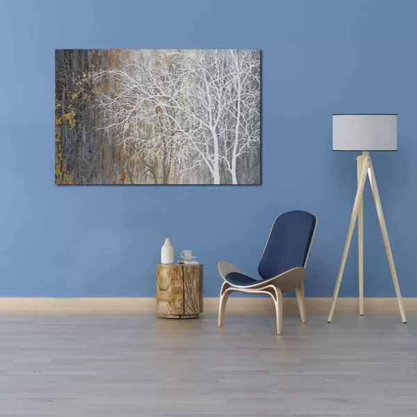 Yihui Arts Modern Birch Tree Canvas Wall Art With Textured Black and White Forest Painting on Canvas Pictures for Living Room Bedroom Bathroom Decoration