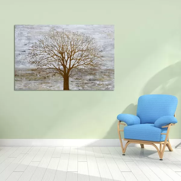 Yihui Arts Modern Birch Tree Canvas Wall Art With Textured Black and White Forest Painting on Canvas Pictures for Living Room Bedroom Bathroom Decoration
