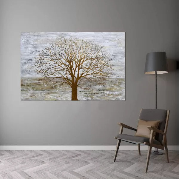 Yihui Arts Modern Birch Tree Canvas Wall Art With Textured Black and White Forest Painting on Canvas Pictures for Living Room Bedroom Bathroom Decoration