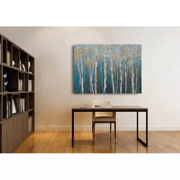 Yihui Arts Modern Birch Tree Canvas Wall Art With Textured Black and White Forest Painting on Canvas Pictures for Living Room Bedroom Bathroom Decoration