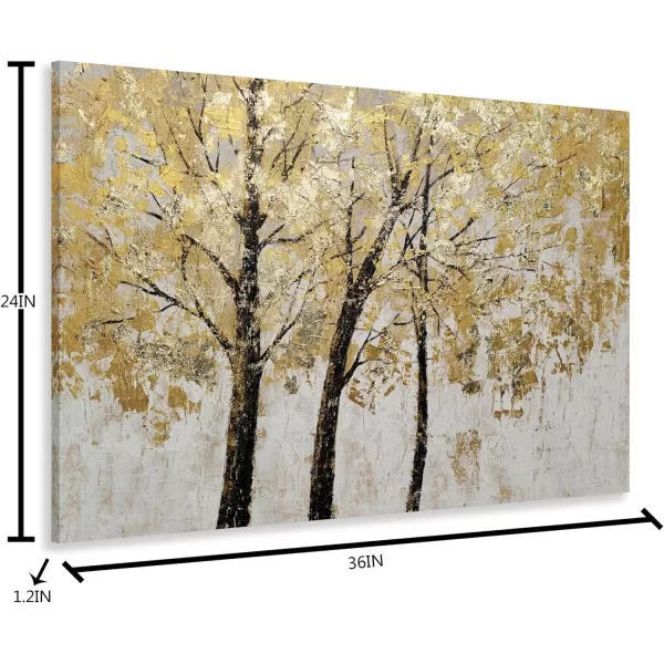 Yihui Arts Modern Birch Tree Canvas Wall Art With Textured Black and White Forest Painting on Canvas Pictures for Living Room Bedroom Bathroom Decoration