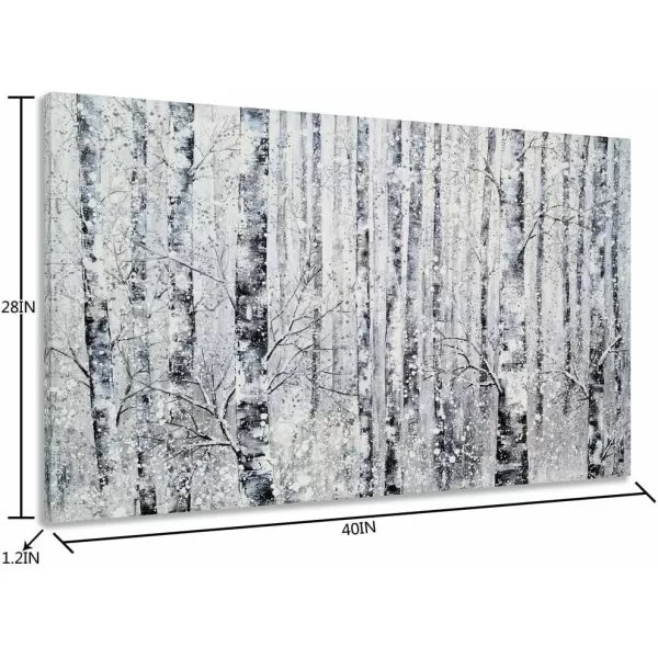 Yihui Arts Modern Birch Tree Canvas Wall Art With Textured Black and White Forest Painting on Canvas Pictures for Living Room Bedroom Bathroom Decoration