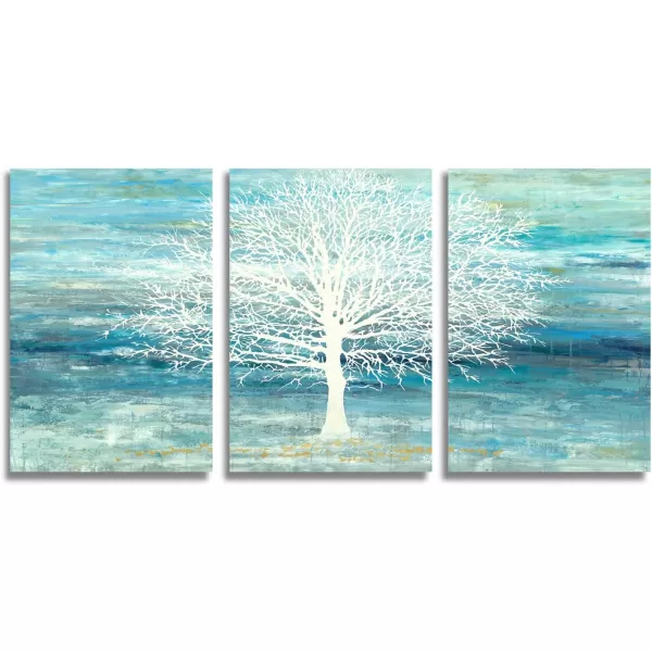 Yihui Arts Modern Birch Tree Canvas Wall Art With Textured Black and White Forest Painting on Canvas Pictures for Living Room Bedroom Bathroom Decoration