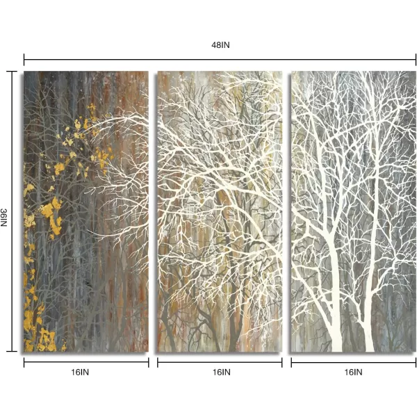 Yihui Arts Modern Birch Tree Canvas Wall Art With Textured Black and White Forest Painting on Canvas Pictures for Living Room Bedroom Bathroom Decoration