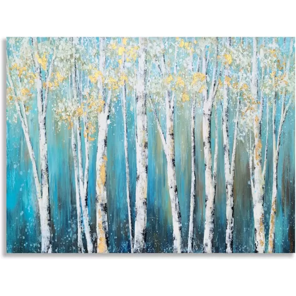 Yihui Arts Modern Birch Tree Canvas Wall Art With Textured Black and White Forest Painting on Canvas Pictures for Living Room Bedroom Bathroom Decoration