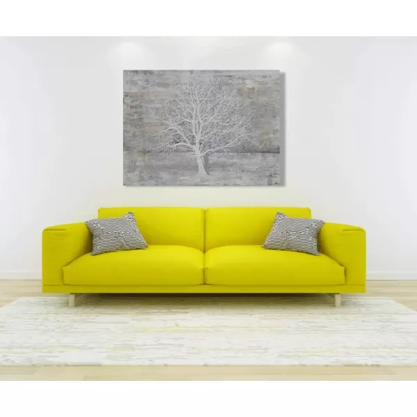 Yihui Arts Modern Birch Tree Canvas Wall Art With Textured Black and White Forest Painting on Canvas Pictures for Living Room Bedroom Bathroom Decoration