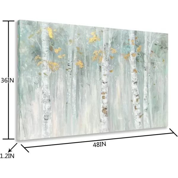 Yihui Arts Modern Birch Tree Canvas Wall Art With Textured Black and White Forest Painting on Canvas Pictures for Living Room Bedroom Bathroom Decoration