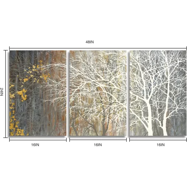 Yihui Arts Modern Birch Tree Canvas Wall Art With Textured Black and White Forest Painting on Canvas Pictures for Living Room Bedroom Bathroom Decoration