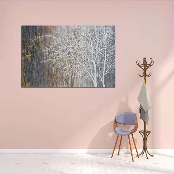 Yihui Arts Modern Birch Tree Canvas Wall Art With Textured Black and White Forest Painting on Canvas Pictures for Living Room Bedroom Bathroom Decoration