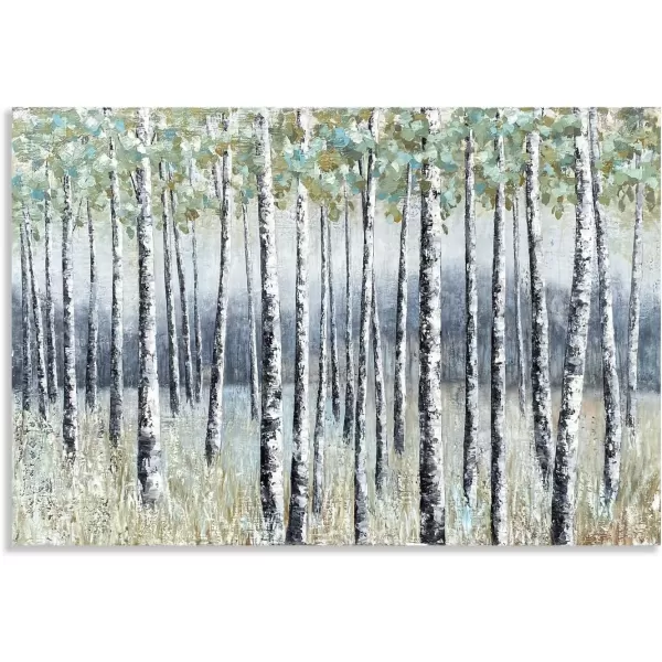 Yihui Arts Modern Birch Tree Canvas Wall Art With Textured Black and White Forest Painting on Canvas Pictures for Living Room Bedroom Bathroom Decoration