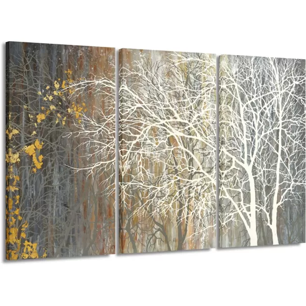 Yihui Arts Modern Birch Tree Canvas Wall Art With Textured Black and White Forest Painting on Canvas Pictures for Living Room Bedroom Bathroom Decoration