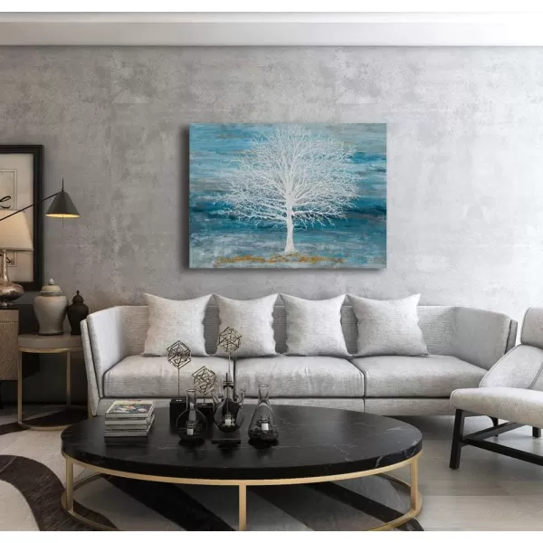 Yihui Arts Modern Birch Tree Canvas Wall Art With Textured Black and White Forest Painting on Canvas Pictures for Living Room Bedroom Bathroom Decoration