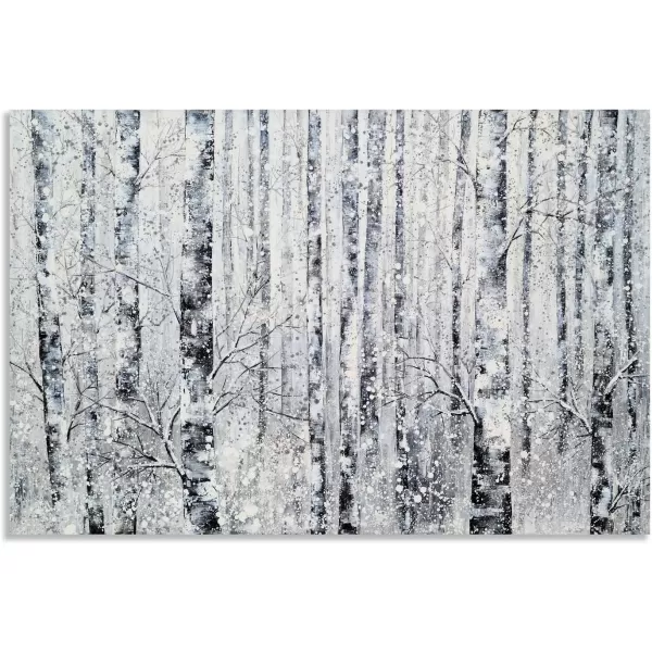 Yihui Arts Modern Birch Tree Canvas Wall Art With Textured Black and White Forest Painting on Canvas Pictures for Living Room Bedroom Bathroom Decoration