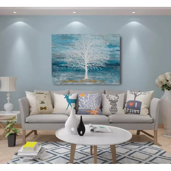 Yihui Arts Modern Birch Tree Canvas Wall Art With Textured Black and White Forest Painting on Canvas Pictures for Living Room Bedroom Bathroom Decoration