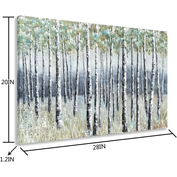 Yihui Arts Modern Birch Tree Canvas Wall Art With Textured Black and White Forest Painting on Canvas Pictures for Living Room Bedroom Bathroom Decoration