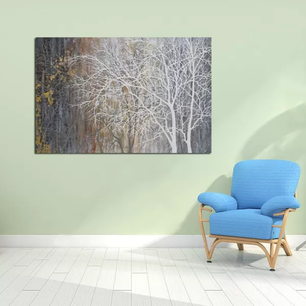 Yihui Arts Modern Birch Tree Canvas Wall Art With Textured Black and White Forest Painting on Canvas Pictures for Living Room Bedroom Bathroom Decoration