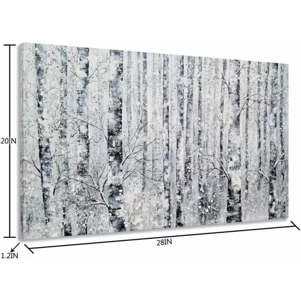 Yihui Arts Modern Birch Tree Canvas Wall Art With Textured Black and White Forest Painting on Canvas Pictures for Living Room Bedroom Bathroom Decoration