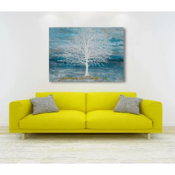 Yihui Arts Modern Birch Tree Canvas Wall Art With Textured Black and White Forest Painting on Canvas Pictures for Living Room Bedroom Bathroom Decoration