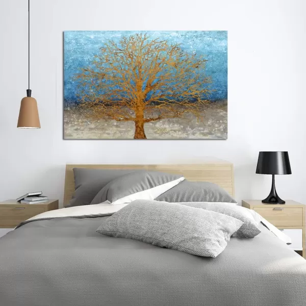 Yihui Arts Modern Birch Tree Canvas Wall Art With Textured Black and White Forest Painting on Canvas Pictures for Living Room Bedroom Bathroom Decoration