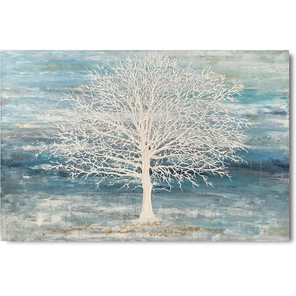 Yihui Arts Modern Birch Tree Canvas Wall Art With Textured Black and White Forest Painting on Canvas Pictures for Living Room Bedroom Bathroom Decoration