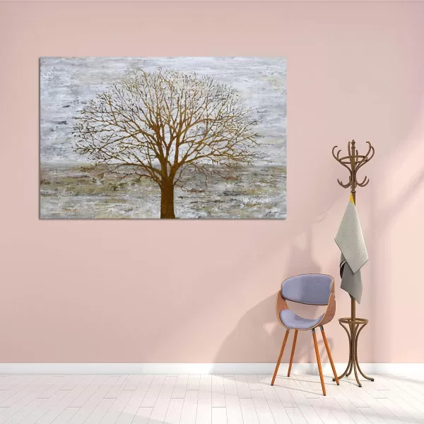 Yihui Arts Modern Birch Tree Canvas Wall Art With Textured Black and White Forest Painting on Canvas Pictures for Living Room Bedroom Bathroom Decoration