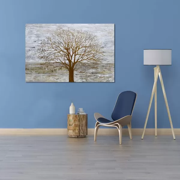 Yihui Arts Modern Birch Tree Canvas Wall Art With Textured Black and White Forest Painting on Canvas Pictures for Living Room Bedroom Bathroom Decoration