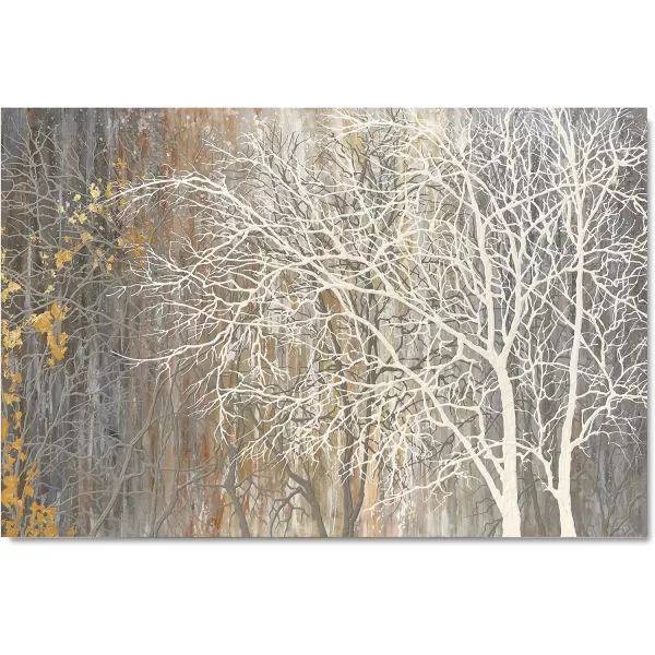 Yihui Arts Modern Birch Tree Canvas Wall Art With Textured Black and White Forest Painting on Canvas Pictures for Living Room Bedroom Bathroom Decoration