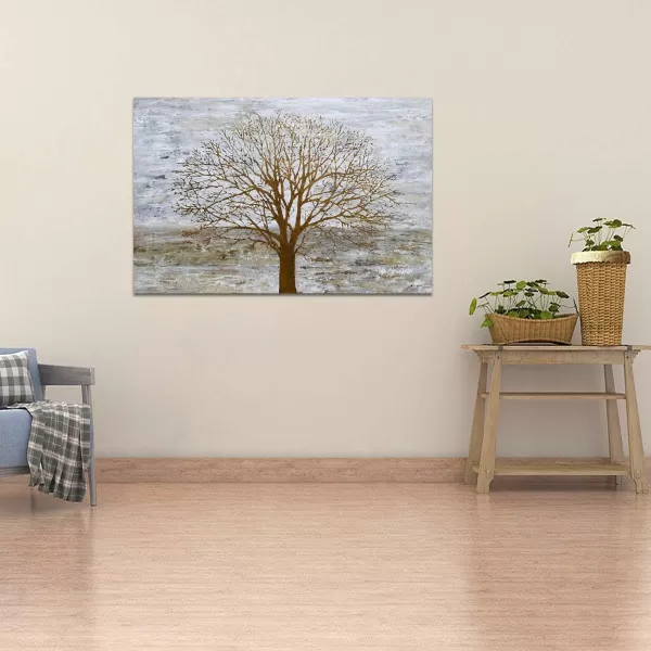 Yihui Arts Modern Birch Tree Canvas Wall Art With Textured Black and White Forest Painting on Canvas Pictures for Living Room Bedroom Bathroom Decoration