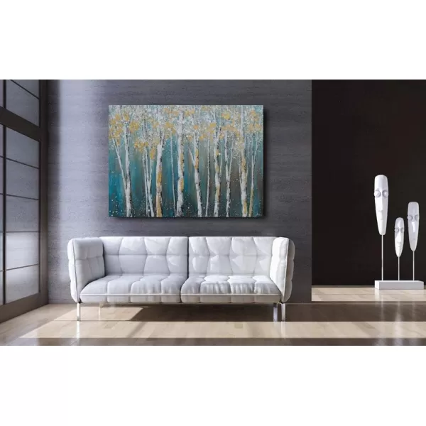 Yihui Arts Modern Birch Tree Canvas Wall Art With Textured Black and White Forest Painting on Canvas Pictures for Living Room Bedroom Bathroom Decoration