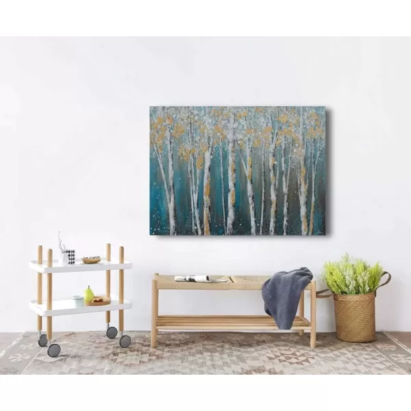 Yihui Arts Modern Birch Tree Canvas Wall Art With Textured Black and White Forest Painting on Canvas Pictures for Living Room Bedroom Bathroom Decoration