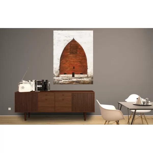 Yihui Arts Rustic Wall Decor Old Barn Canvas Wall Art Hand Painted Vintage Farmhouse Painting Pictures for Living Room