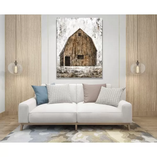 Yihui Arts Rustic Wall Decor Old Barn Canvas Wall Art Hand Painted Vintage Farmhouse Painting Pictures for Living Room
