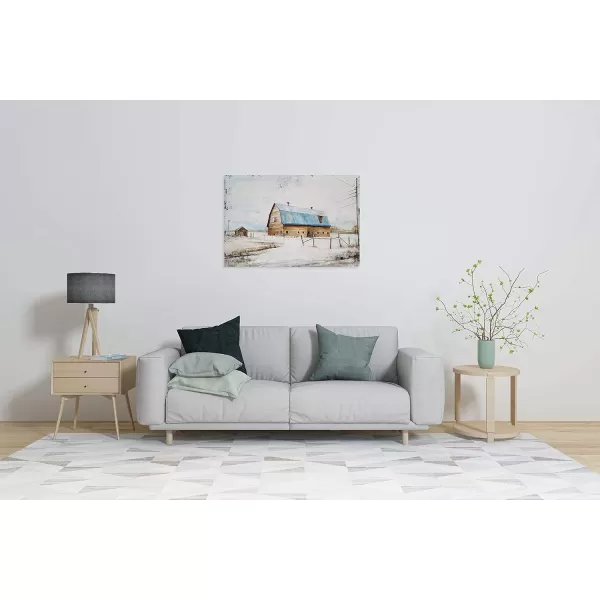 Yihui Arts Rustic Wall Decor Old Barn Canvas Wall Art Hand Painted Vintage Farmhouse Painting Pictures for Living Room