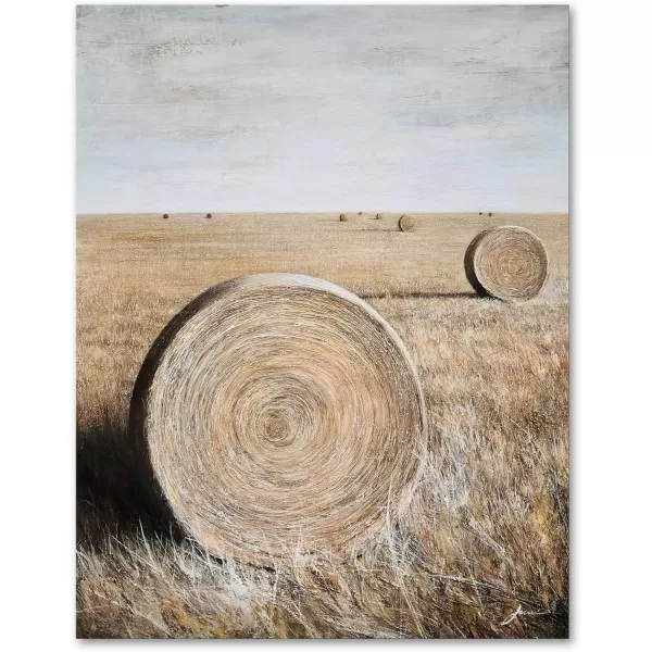 Yihui Arts Rustic Wall Decor Old Barn Canvas Wall Art Hand Painted Vintage Farmhouse Painting Pictures for Living Room