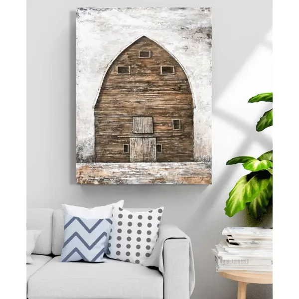 Yihui Arts Rustic Wall Decor Old Barn Canvas Wall Art Hand Painted Vintage Farmhouse Painting Pictures for Living Room