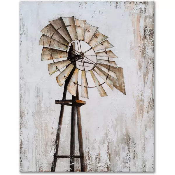 Yihui Arts Rustic Wall Decor Old Barn Canvas Wall Art Hand Painted Vintage Farmhouse Painting Pictures for Living Room