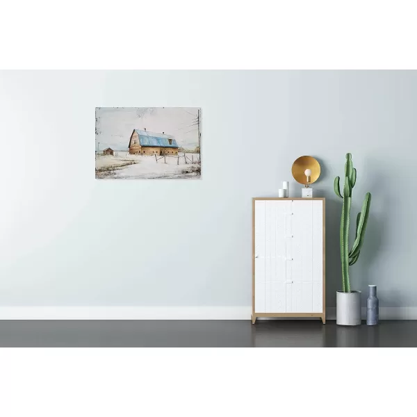 Yihui Arts Rustic Wall Decor Old Barn Canvas Wall Art Hand Painted Vintage Farmhouse Painting Pictures for Living Room