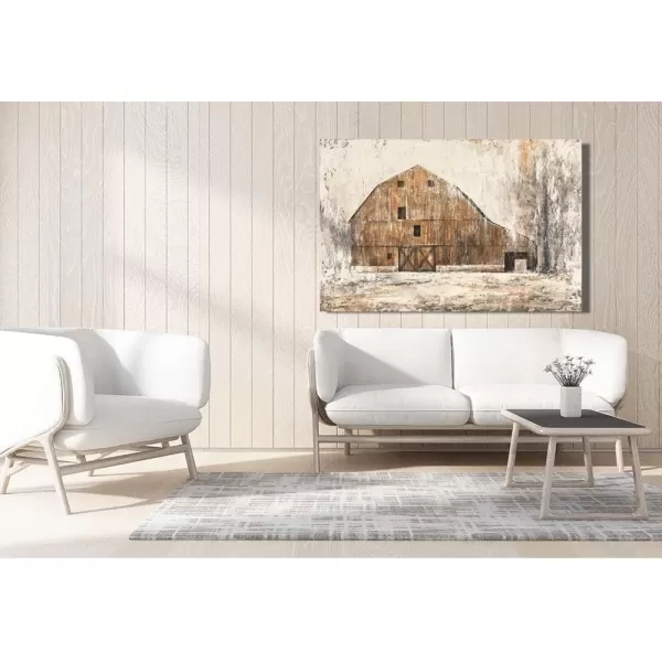 Yihui Arts Rustic Wall Decor Old Barn Canvas Wall Art Hand Painted Vintage Farmhouse Painting Pictures for Living Room