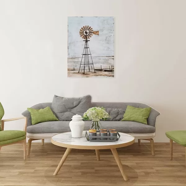 Yihui Arts Rustic Wall Decor Old Barn Canvas Wall Art Hand Painted Vintage Farmhouse Painting Pictures for Living Room