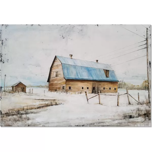Yihui Arts Rustic Wall Decor Old Barn Canvas Wall Art Hand Painted Vintage Farmhouse Painting Pictures for Living Room