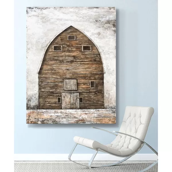 Yihui Arts Rustic Wall Decor Old Barn Canvas Wall Art Hand Painted Vintage Farmhouse Painting Pictures for Living Room