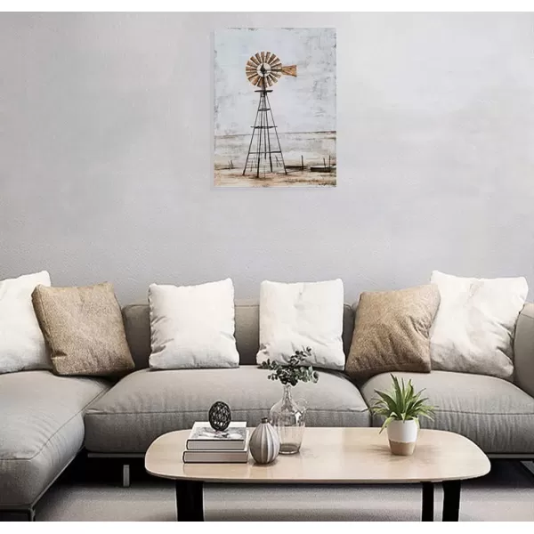 Yihui Arts Rustic Wall Decor Old Barn Canvas Wall Art Hand Painted Vintage Farmhouse Painting Pictures for Living Room