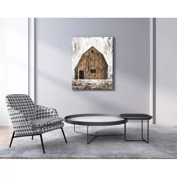 Yihui Arts Rustic Wall Decor Old Barn Canvas Wall Art Hand Painted Vintage Farmhouse Painting Pictures for Living Room