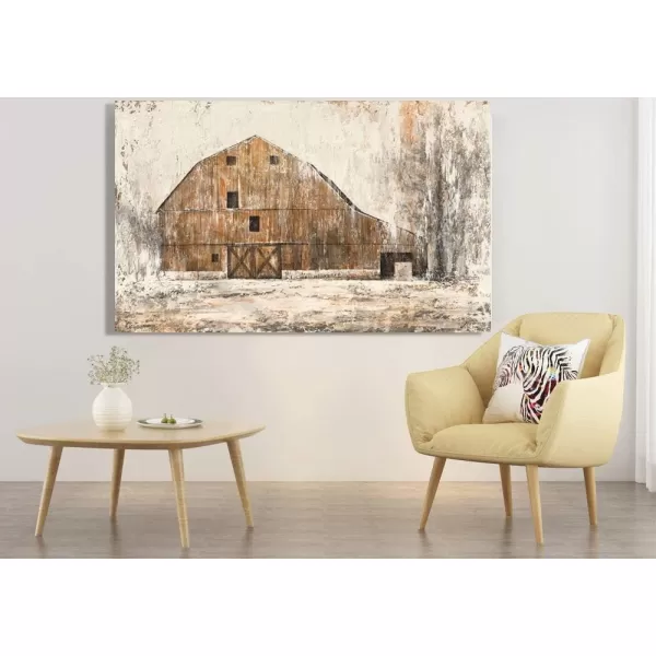 Yihui Arts Rustic Wall Decor Old Barn Canvas Wall Art Hand Painted Vintage Farmhouse Painting Pictures for Living Room