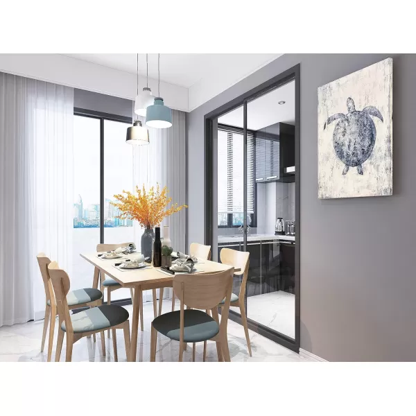 Yihui Arts Sea Turtle Wall Art Hand Painted Coastal Paintings Nautical Decor Blue and White Canvas Pictures Ocean Animal Posters for Living Room Bedroom Bathroom Decoration