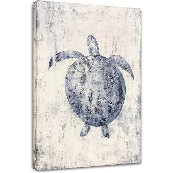 Yihui Arts Sea Turtle Wall Art Hand Painted Coastal Paintings Nautical Decor Blue and White Canvas Pictures Ocean Animal Posters for Living Room Bedroom Bathroom Decoration