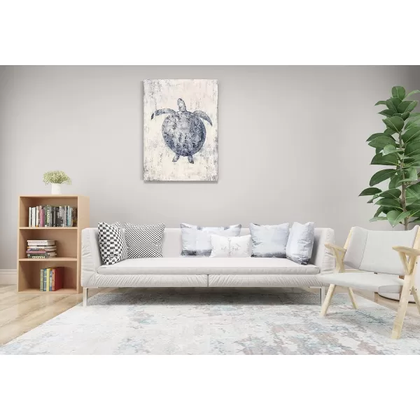 Yihui Arts Sea Turtle Wall Art Hand Painted Coastal Paintings Nautical Decor Blue and White Canvas Pictures Ocean Animal Posters for Living Room Bedroom Bathroom Decoration