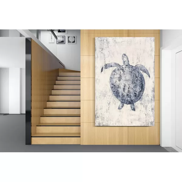 Yihui Arts Sea Turtle Wall Art Hand Painted Coastal Paintings Nautical Decor Blue and White Canvas Pictures Ocean Animal Posters for Living Room Bedroom Bathroom Decoration