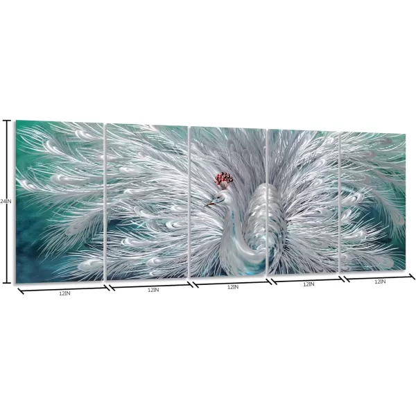 Yihui Arts Silver Metal Flower Wall Art, 5 Pieces Aluminum Artwork, Contemporary Botanical Sculpture for Living Room Bedroom Bathroom Decor