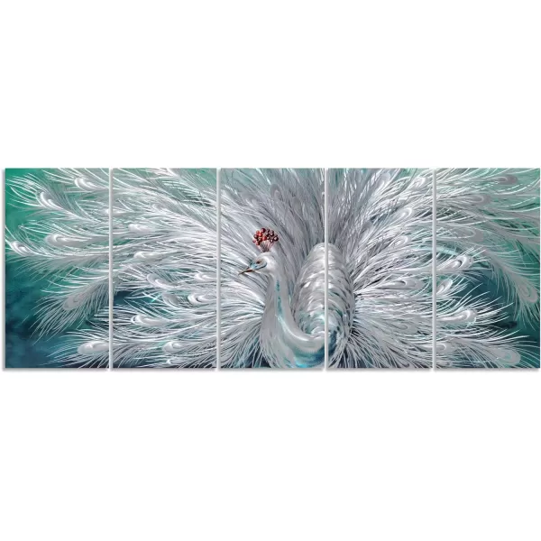 Yihui Arts Silver Metal Flower Wall Art, 5 Pieces Aluminum Artwork, Contemporary Botanical Sculpture for Living Room Bedroom Bathroom Decor